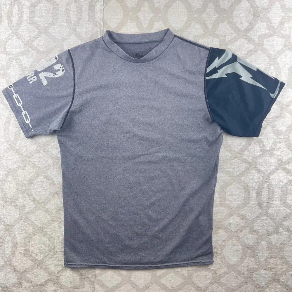 Nike Team Boys‎ Grey Black Custom NikeID NFTC Compression Athletic Shirt L